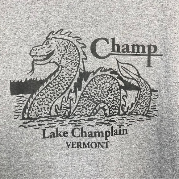 champ Lake Monster Lake Champlain Vermont Gray Tee - Picture 2 of 11